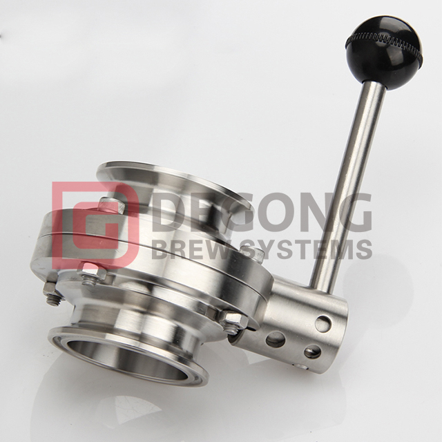 1.5 "2 " valvola a farfalla sanitaria a tre morsetti SS304 in acciaio inossidabile OD45 / OD51 K 64 Homebrew