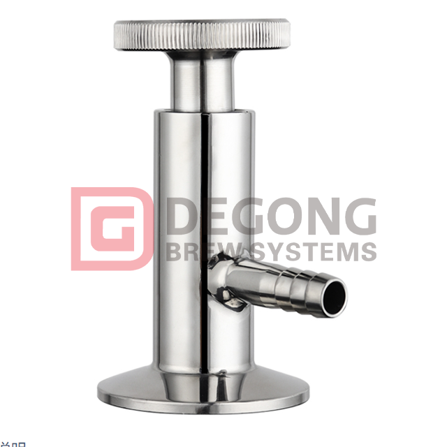 Valvola di campionamento in acciaio inossidabile da 1/2 pollice Diametro esterno Valvola di campionamento sanitaria a tre morsetti Tubo flessibile da 10 mm Barb Beer Hardware